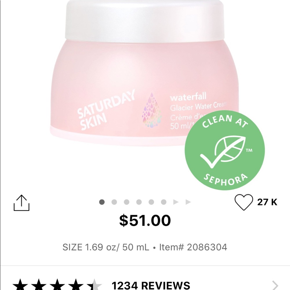 NEW. Saturday Skin. Waterfall. Glacier Water Cream